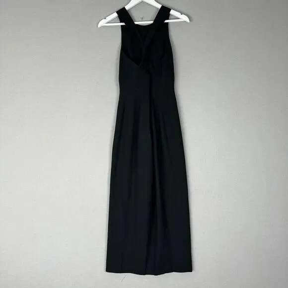 Vintage Ann Taylor Womens Dress 2 Black Midi Knot Y2K Cocktail Evening Formal - Picture 8 of 12